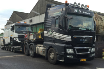 Sineco SCRIM survey vehicle on a low loader